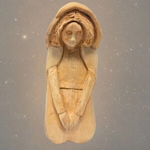 Nativity Womens Kneeling Before Baby Jesus Hand Carved By Ralph Herrenbruck 1999